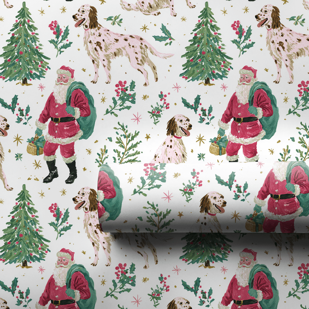 Santa and the Setter - Wrapping Paper - Aspen & Arlo