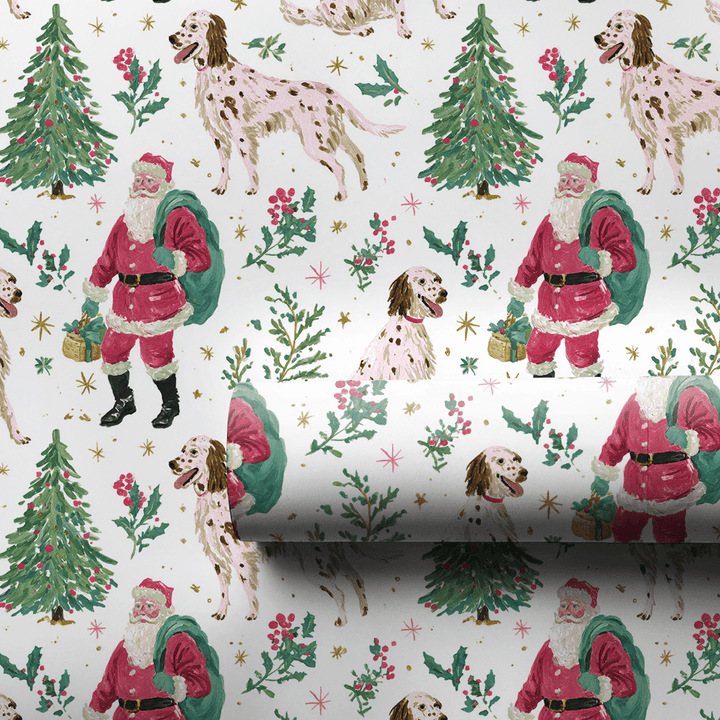 Santa and the Setter - Wrapping Paper - Aspen & Arlo
