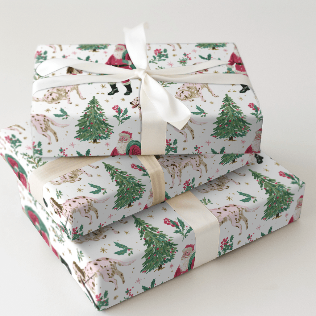 Santa and the Setter - Wrapping Paper - Aspen & Arlo