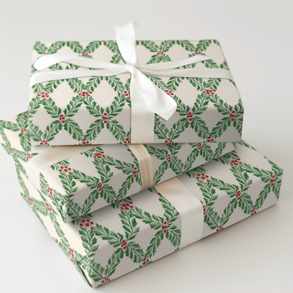 Holly Trellis - Wrapping Paper - Aspen & Arlo