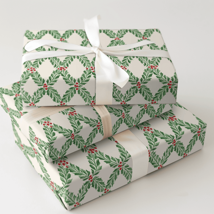 Holly Trellis - Wrapping Paper - Aspen & Arlo