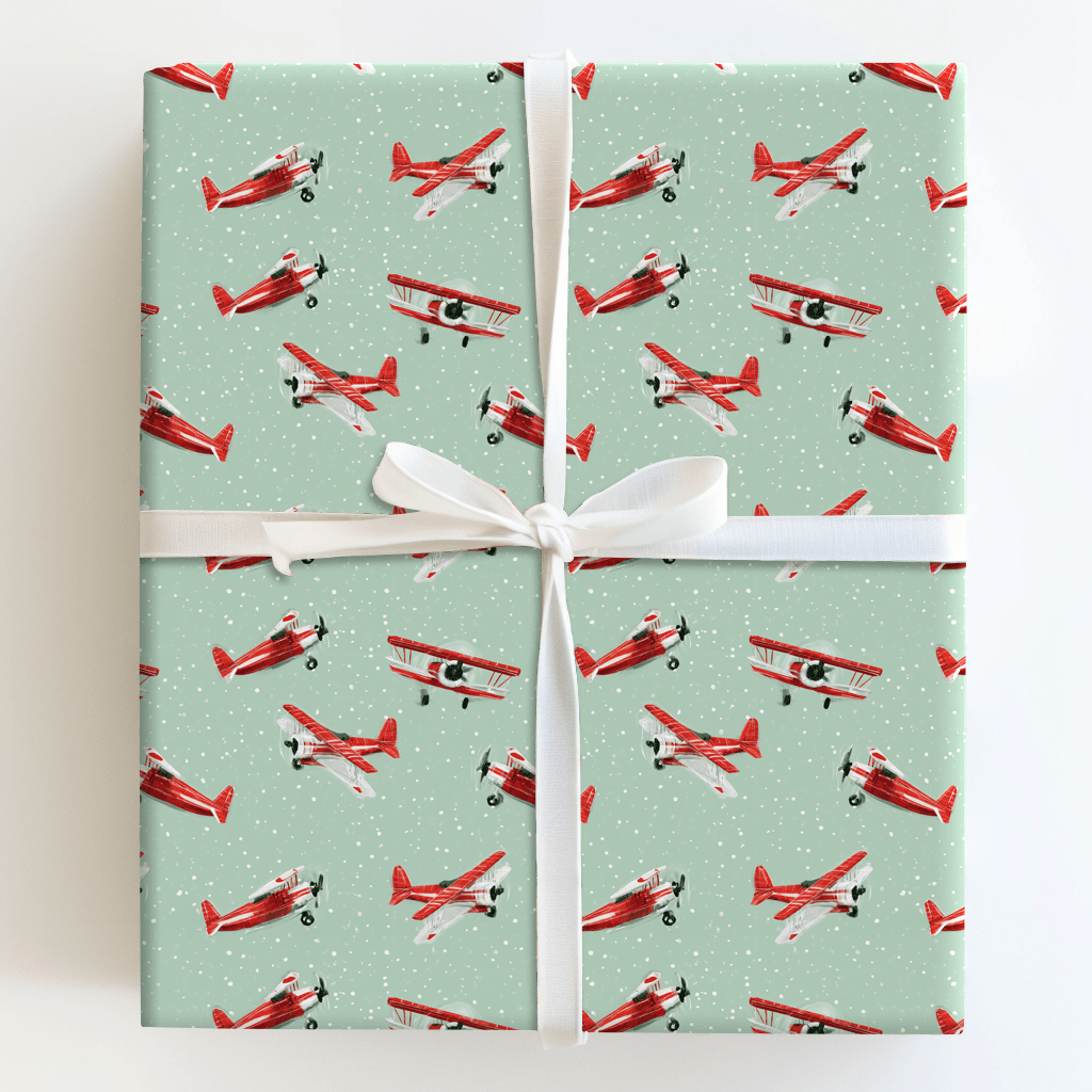 Snowy Biplanes - Wrapping Paper - Aspen & Arlo