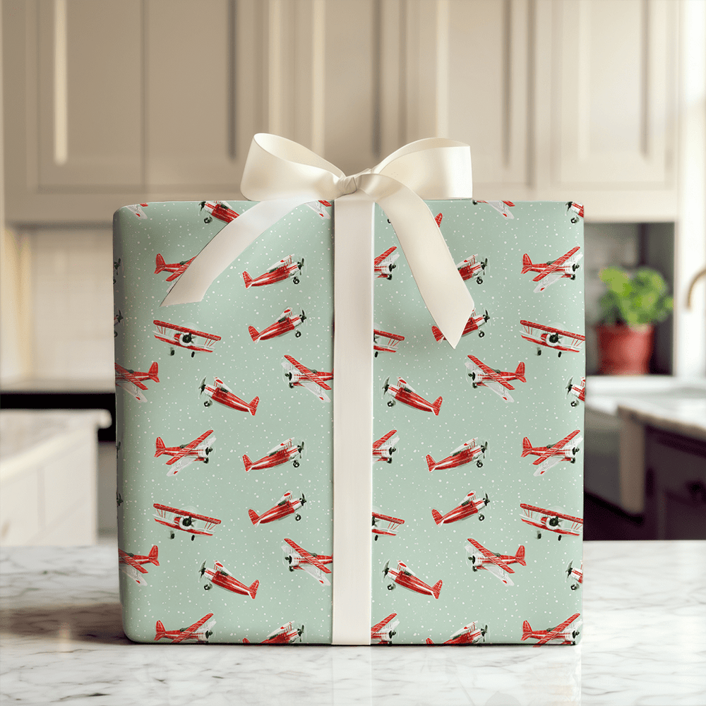 Snowy Biplanes - Wrapping Paper - Aspen & Arlo