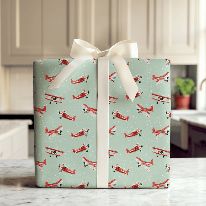 Snowy Biplanes - Wrapping Paper - Aspen & Arlo