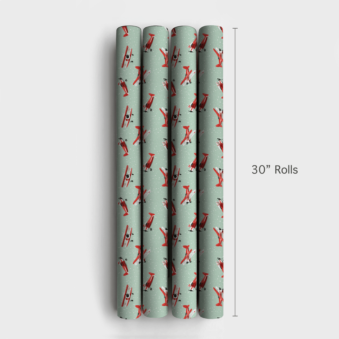 Snowy Biplanes - Wrapping Paper - Aspen & Arlo