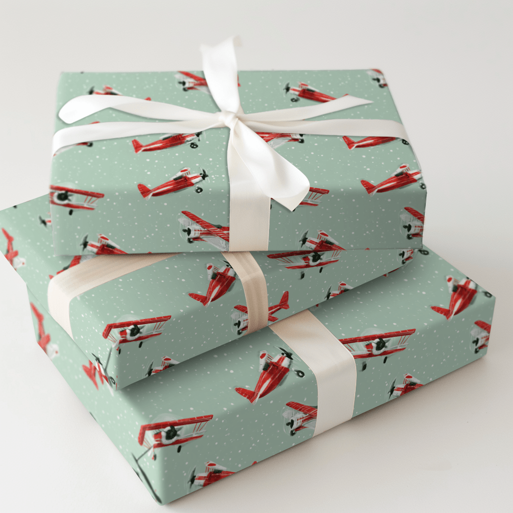 Snowy Biplanes - Wrapping Paper - Aspen & Arlo