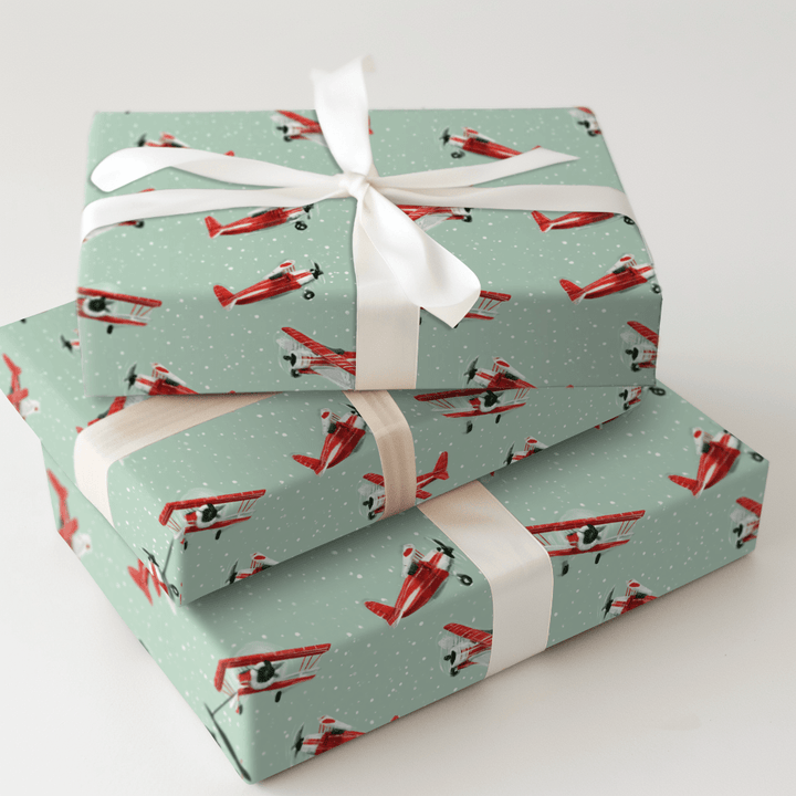 Snowy Biplanes - Wrapping Paper - Aspen & Arlo