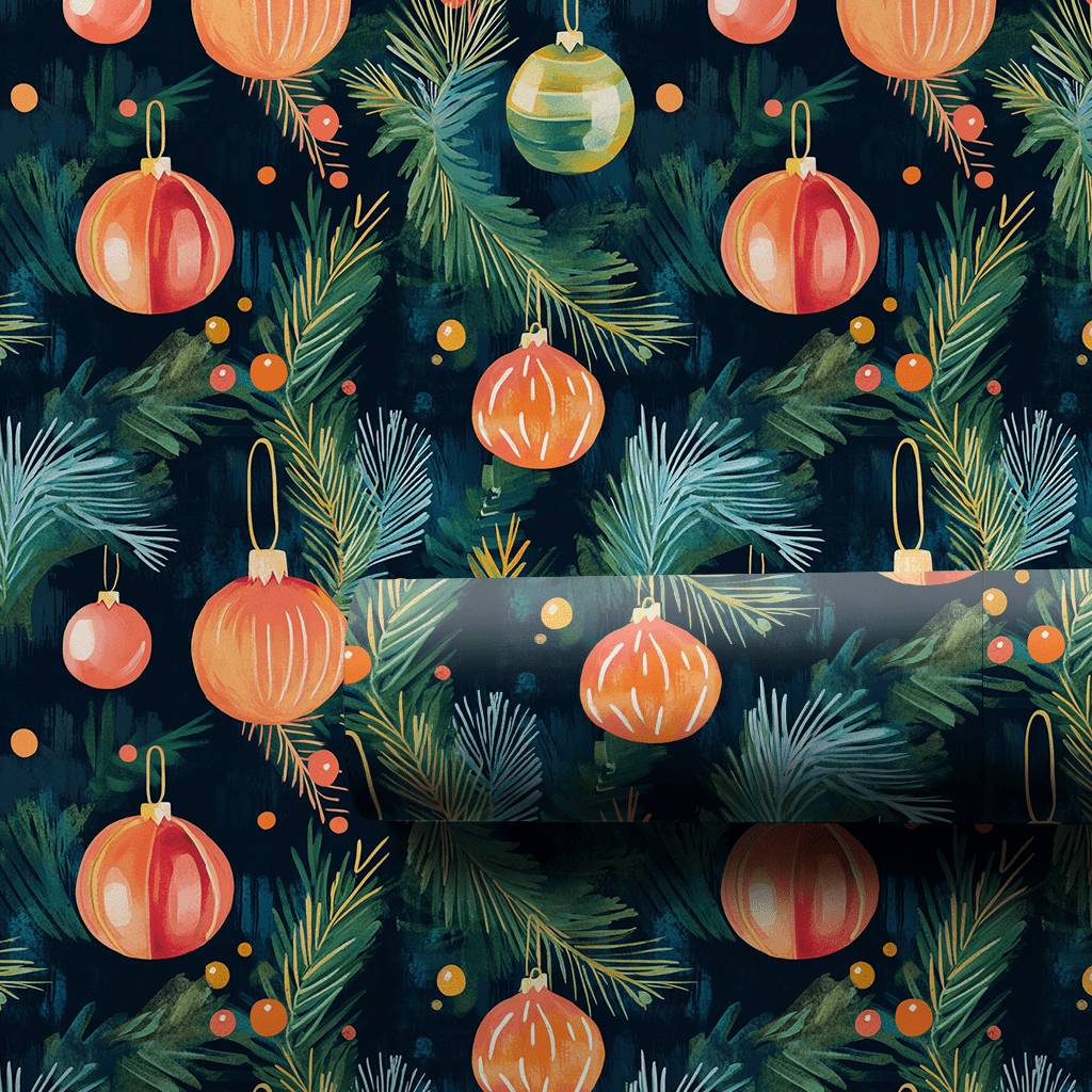 Midnight Bauble Glow - Wrapping Paper - Aspen & Arlo