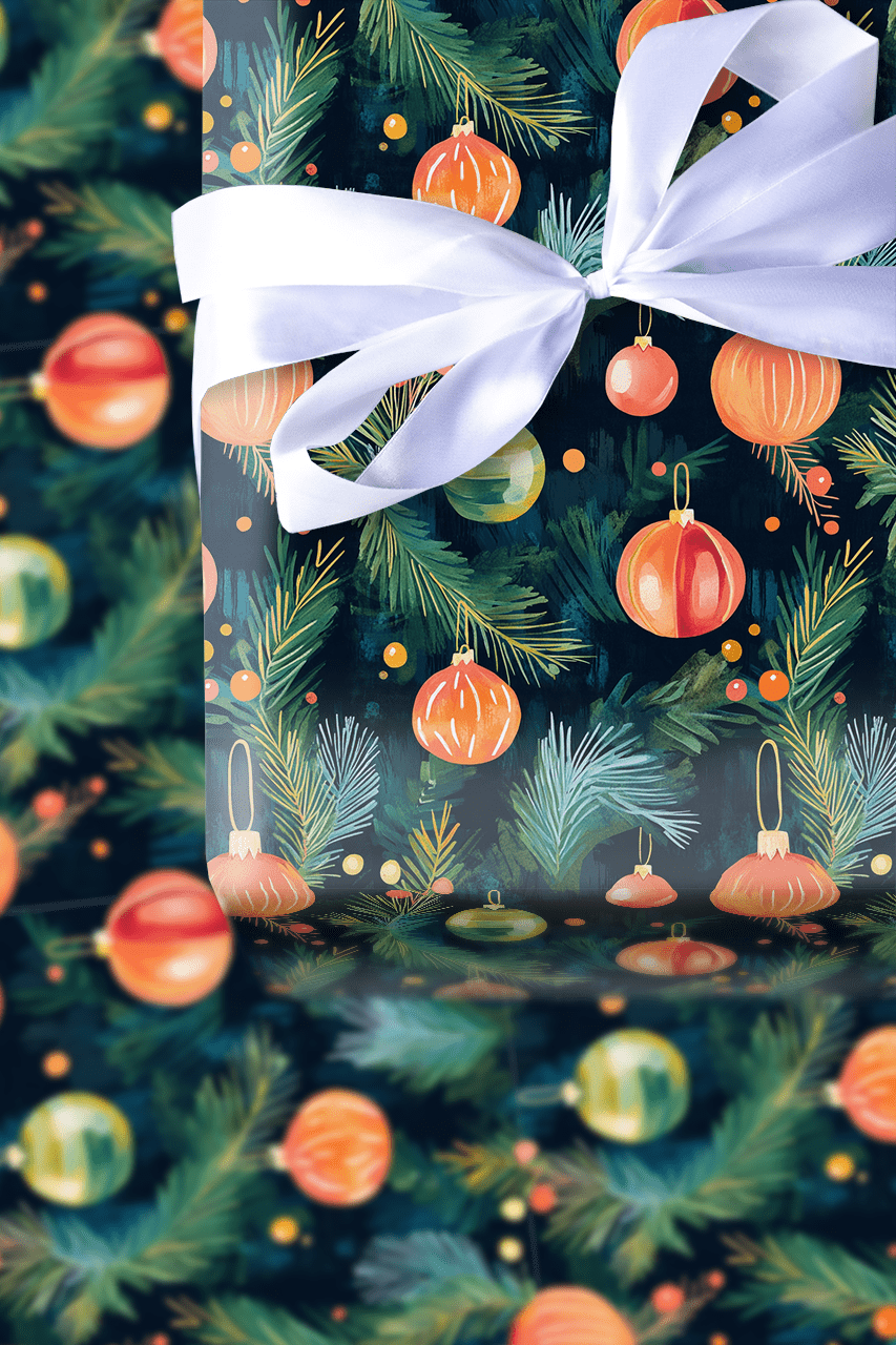 Midnight Bauble Glow - Wrapping Paper - Aspen & Arlo