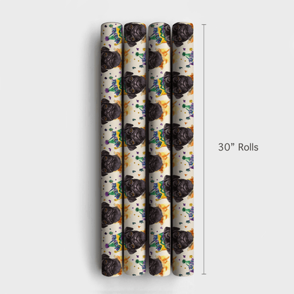 Mardi Gras Black Pug - Wrapping Paper - Aspen & Arlo
