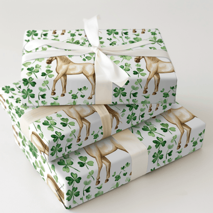 Shamrocks with the Arabian - Wrapping Paper - Aspen & Arlo