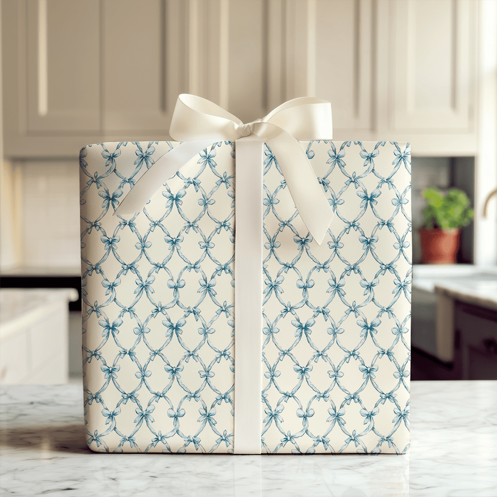In the Arms of Blue Bows - Wrapping Paper - Aspen & Arlo