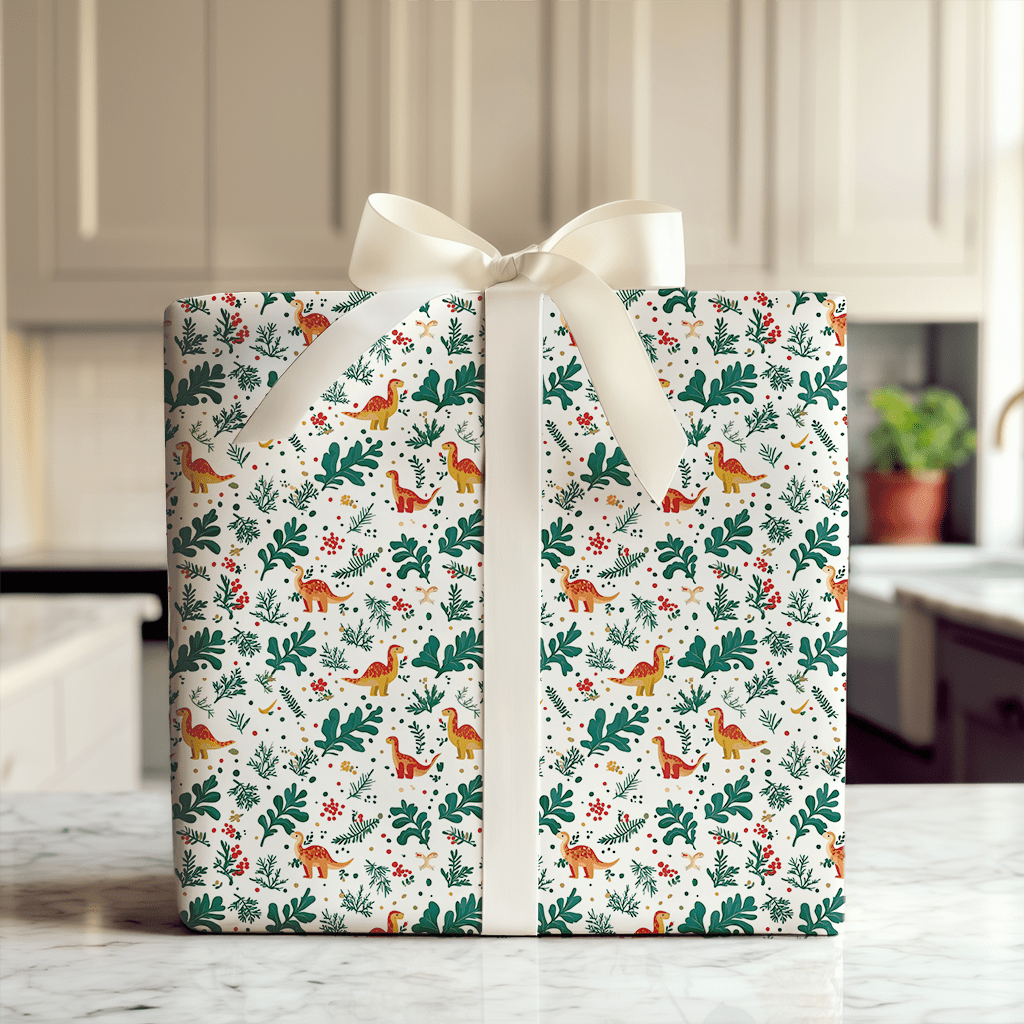 Mistletoe Dino - Wrapping Paper - Aspen & Arlo