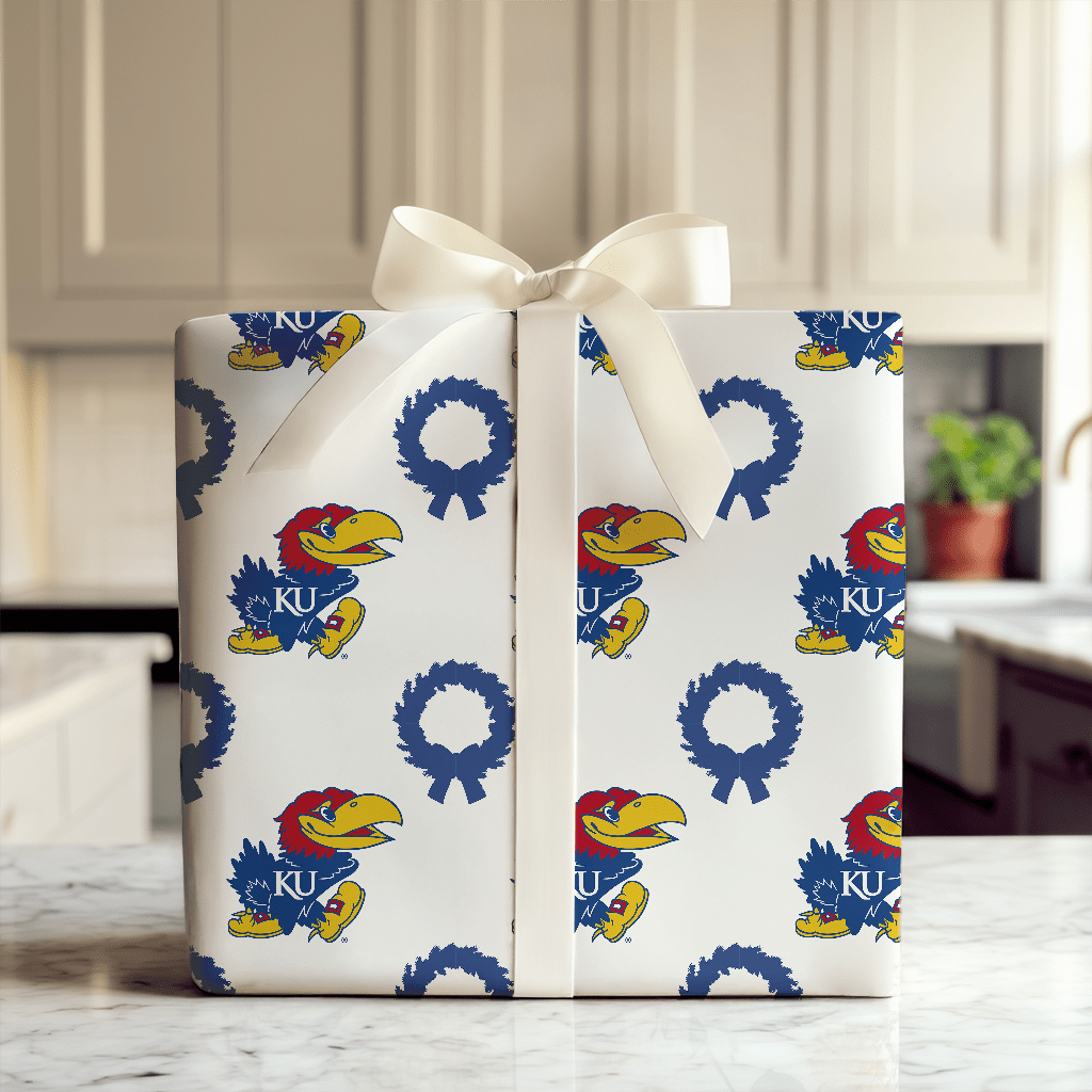 Kansas University Wreath - Wrapping Paper - Aspen & Arlo
