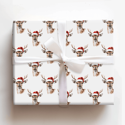 Deer Santa Claus - Wrapping Paper - Aspen & Arlo
