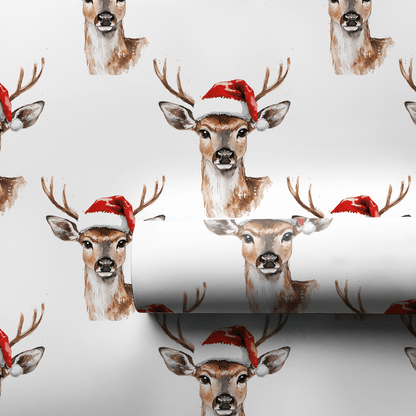 Deer Santa Claus - Wrapping Paper - Aspen & Arlo