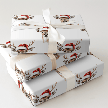 Deer Santa Claus - Wrapping Paper - Aspen & Arlo