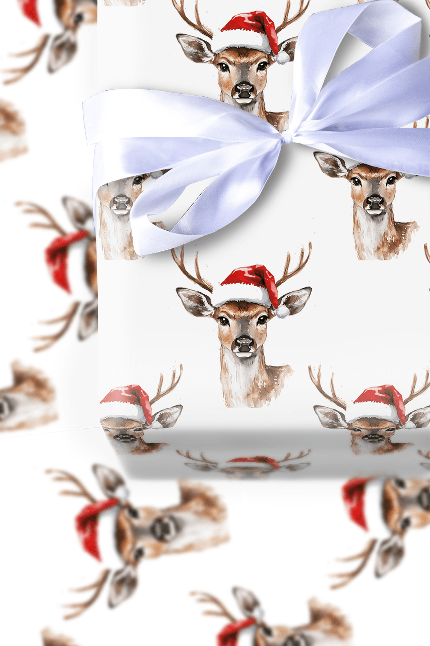 Deer Santa Claus - Wrapping Paper - Aspen & Arlo