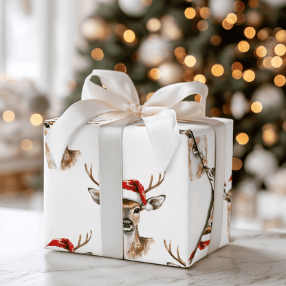 Deer Santa Claus - Wrapping Paper - Aspen & Arlo
