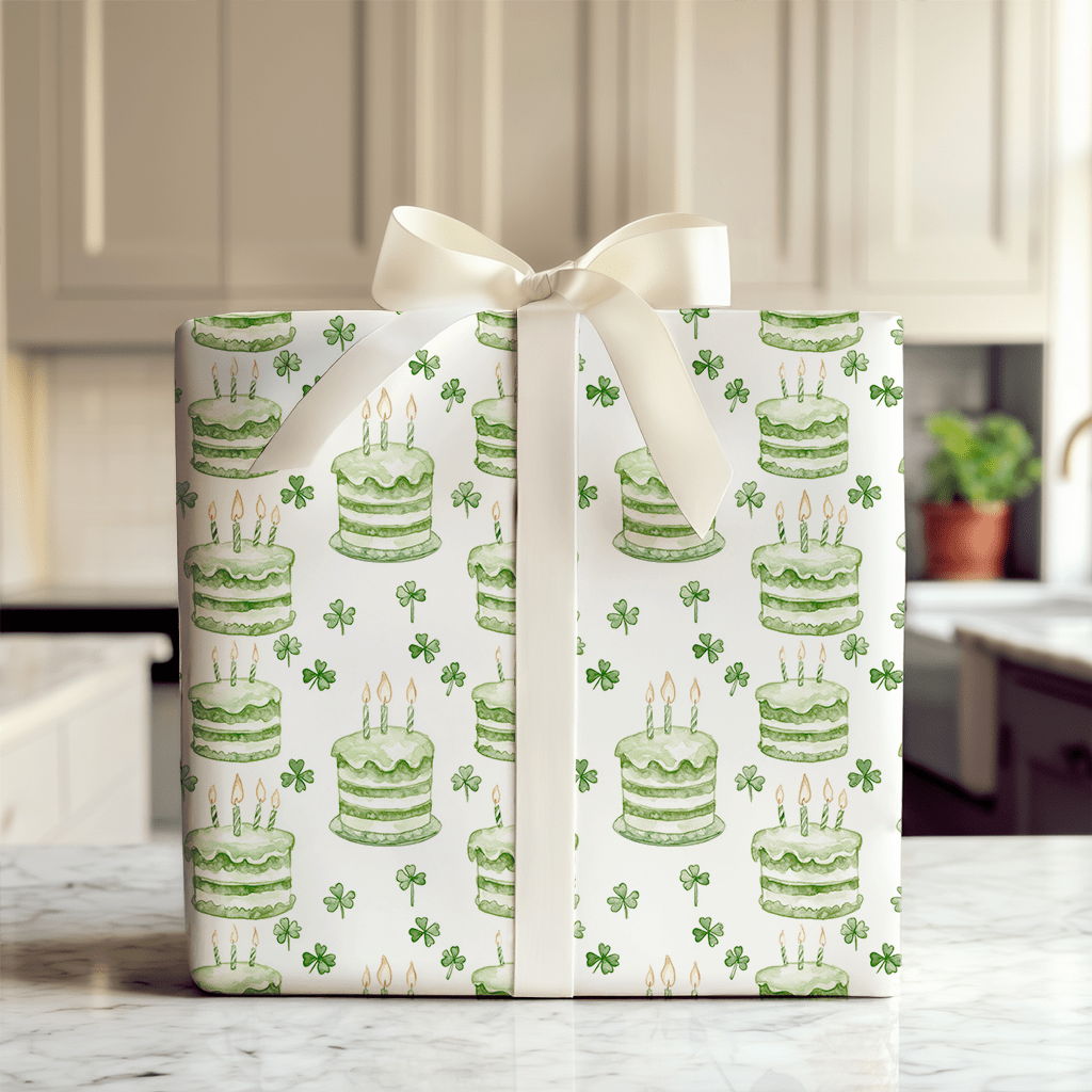Green Glitter and Cake - Wrapping Paper - Aspen & Arlo