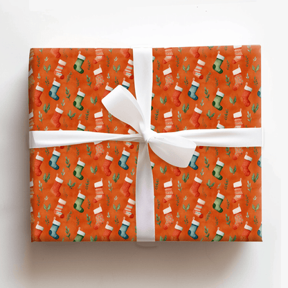 Saffron Stocking - Wrapping Paper - Aspen & Arlo