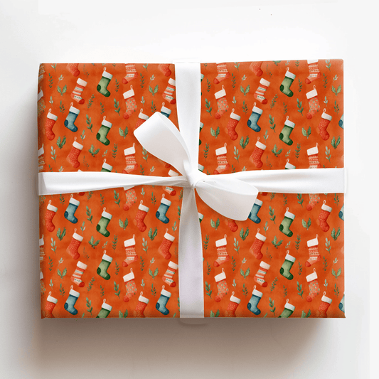 Saffron Stocking - Wrapping Paper - Aspen & Arlo