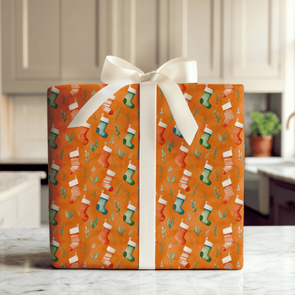 Saffron Stocking - Wrapping Paper - Aspen & Arlo