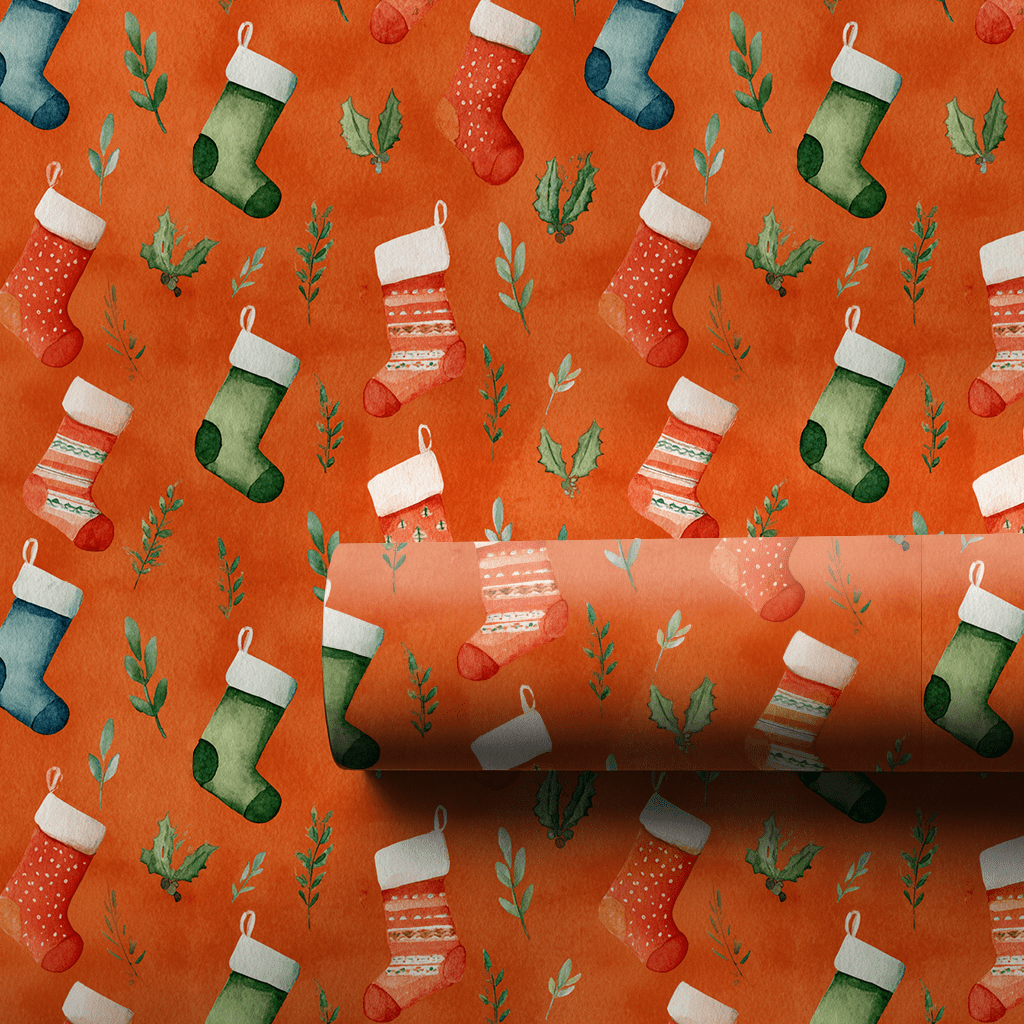 Saffron Stocking - Wrapping Paper - Aspen & Arlo