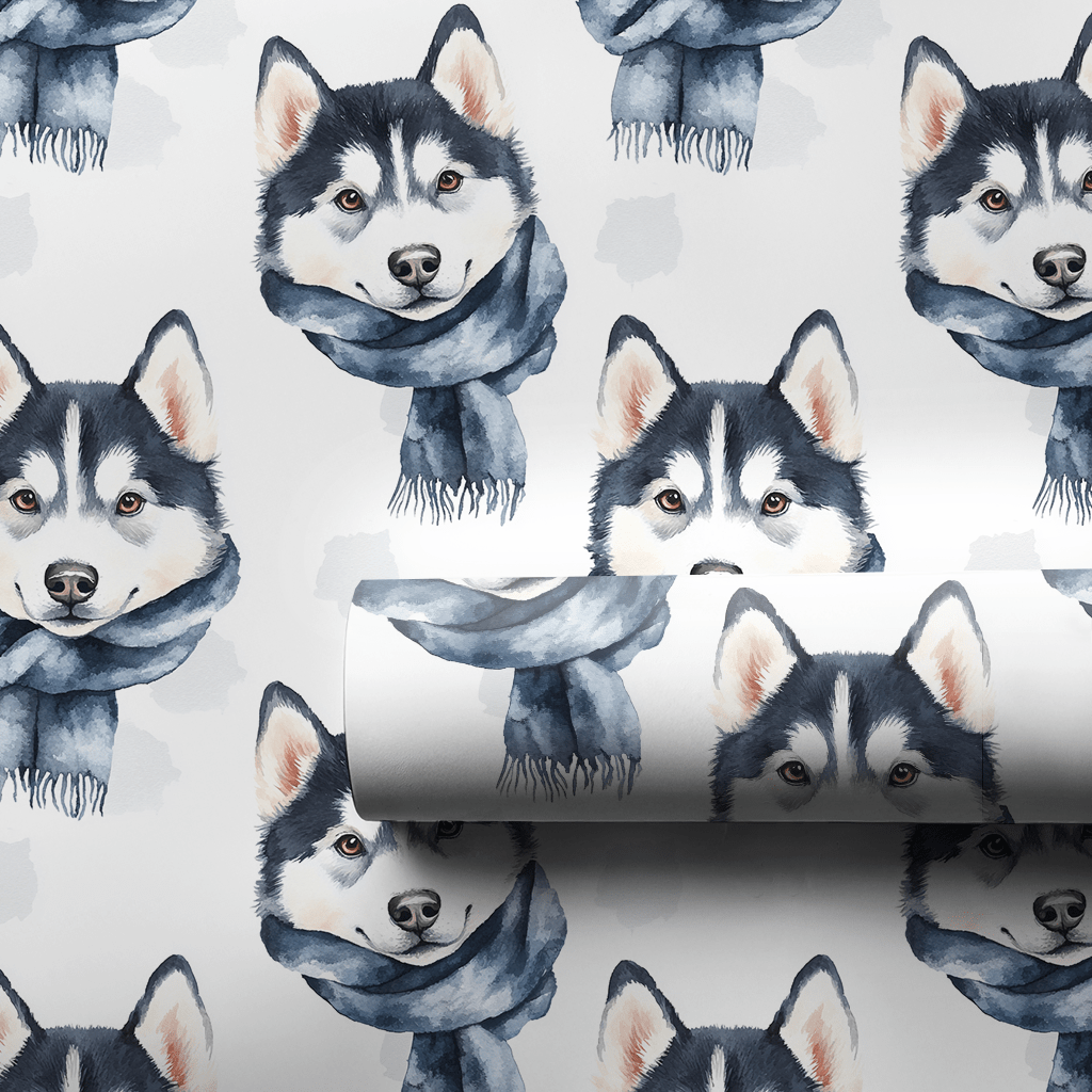 Bundle Up with the Husky - Wrapping Paper - Aspen & Arlo