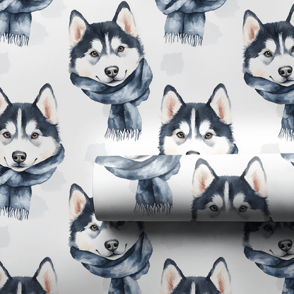 Bundle Up with the Husky - Wrapping Paper - Aspen & Arlo