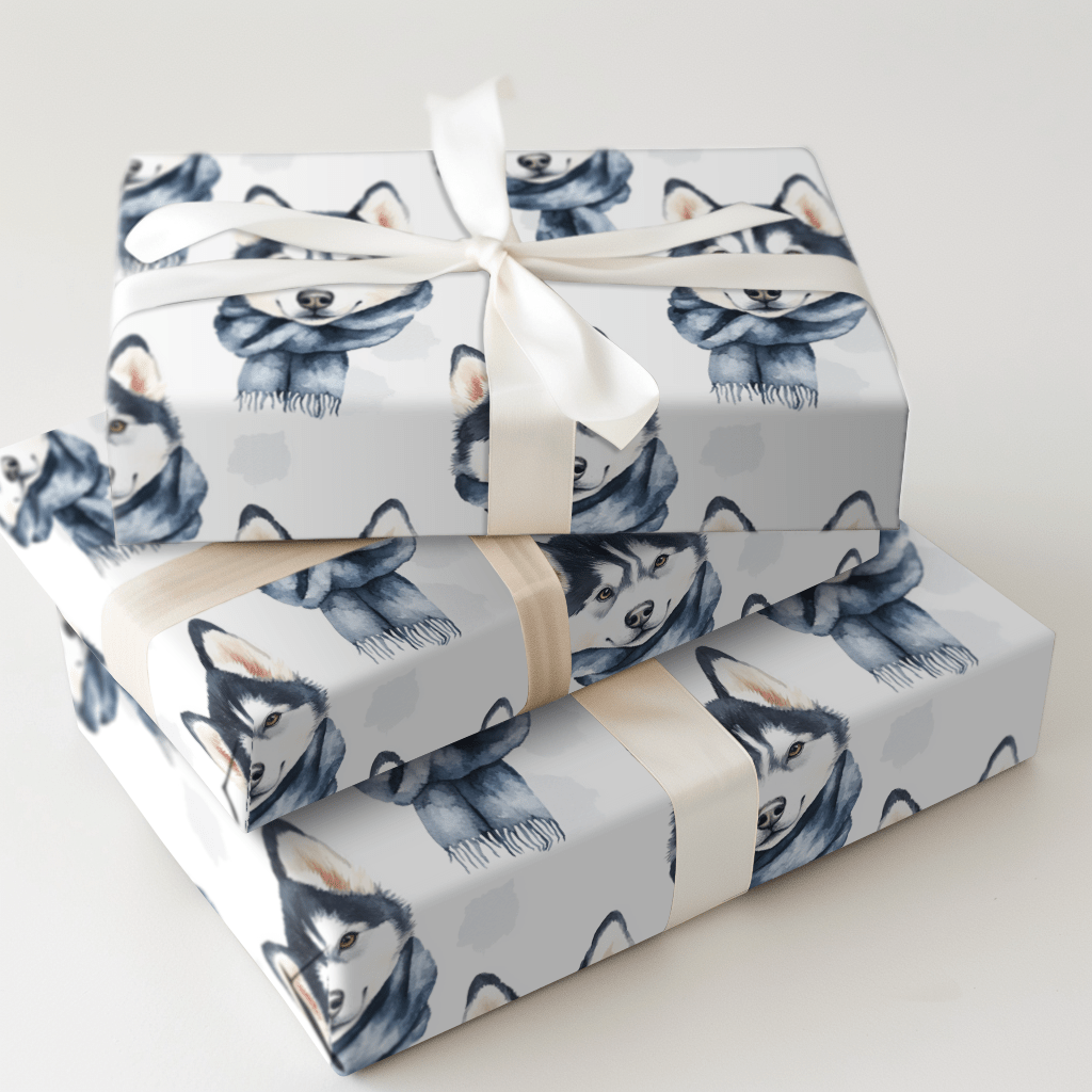 Bundle Up with the Husky - Wrapping Paper - Aspen & Arlo