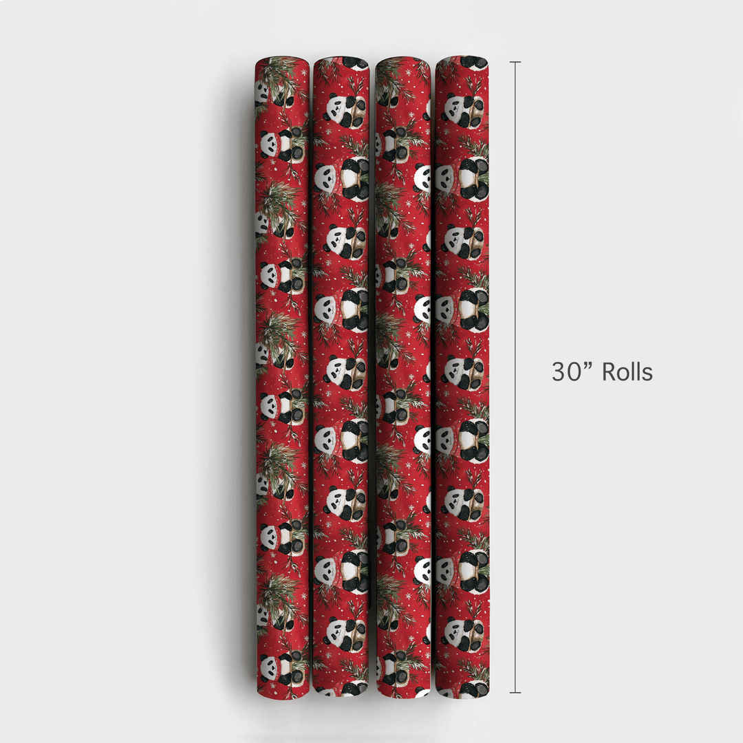 Festive Bamboo Panda - Wrapping Paper - Aspen & Arlo