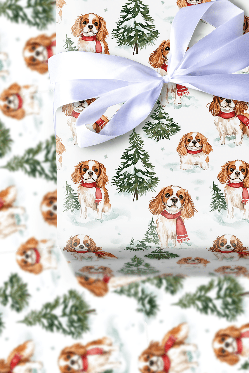 Snow Day for Cavalier King Charles - Wrapping Paper - Aspen & Arlo
