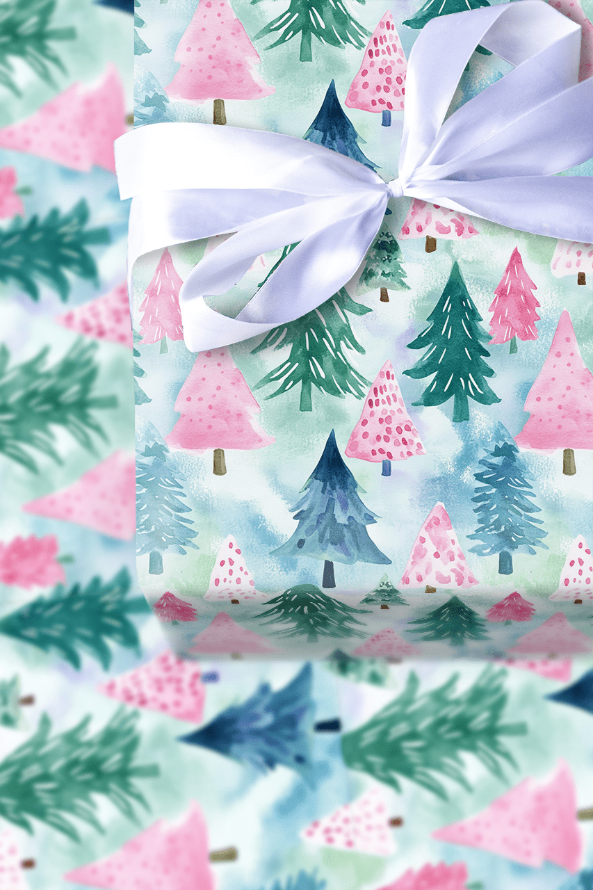 Pink Pines - Wrapping Paper - Aspen & Arlo