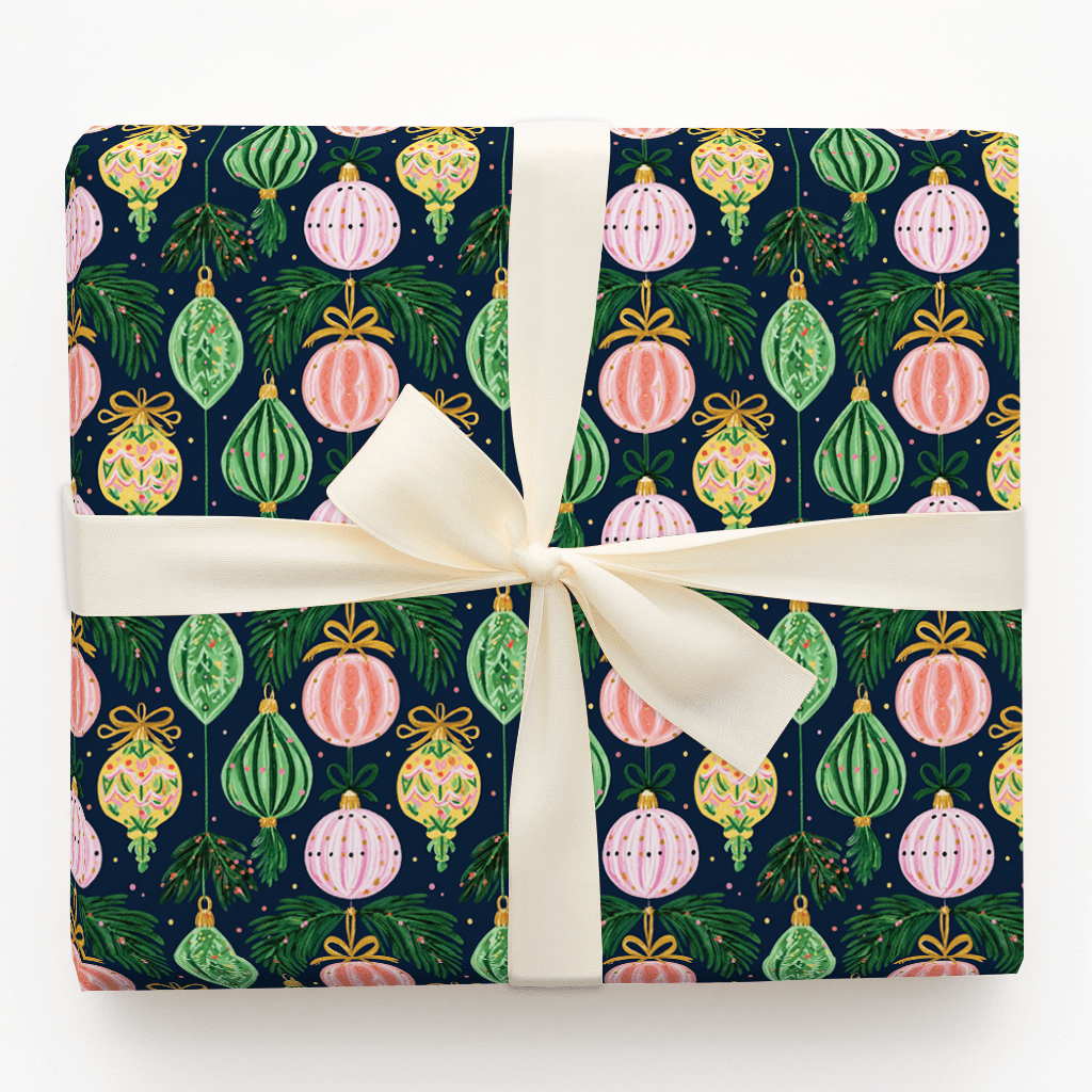 Navy Bauble Baugh - Wrapping Paper - Aspen & Arlo