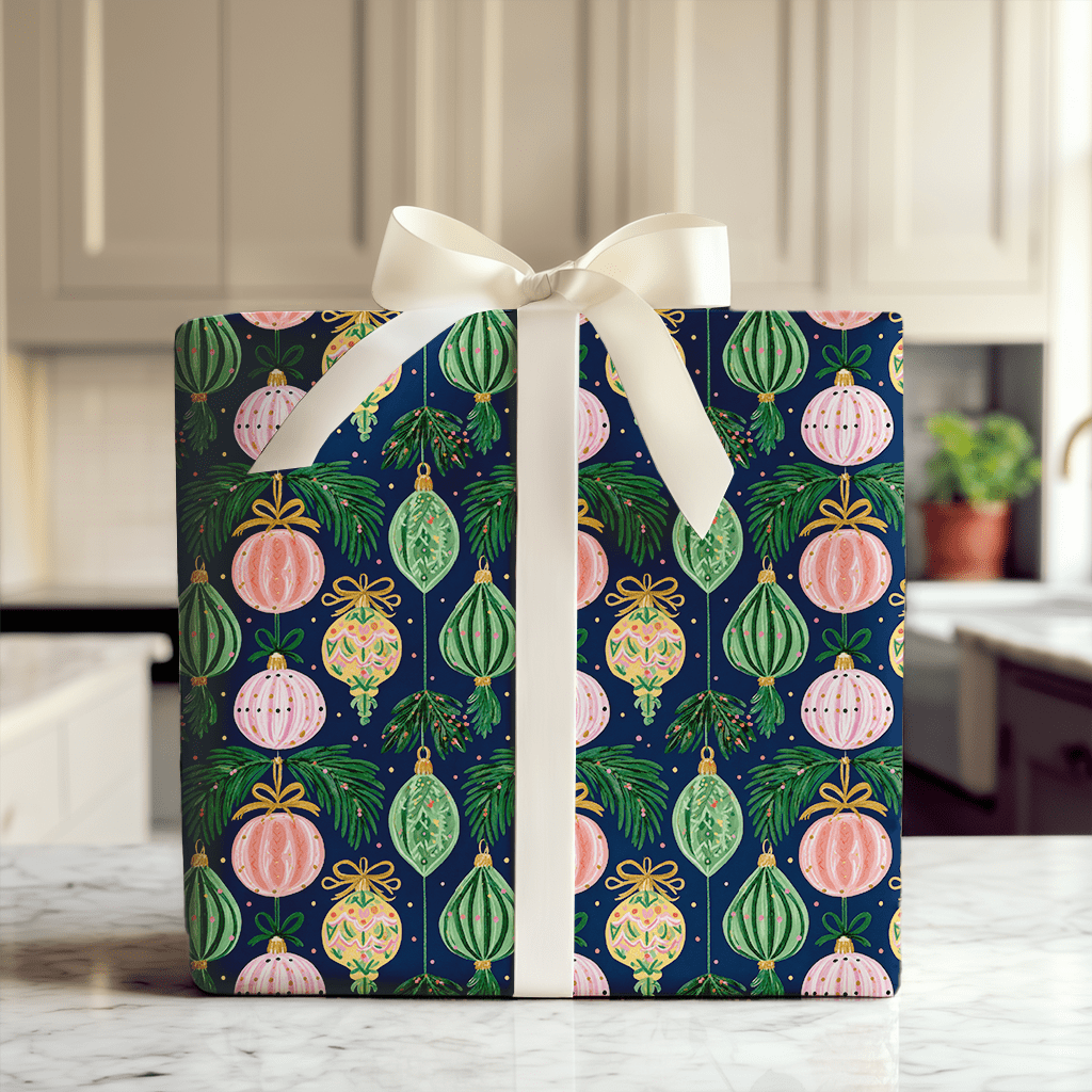 Navy Bauble Baugh - Wrapping Paper - Aspen & Arlo
