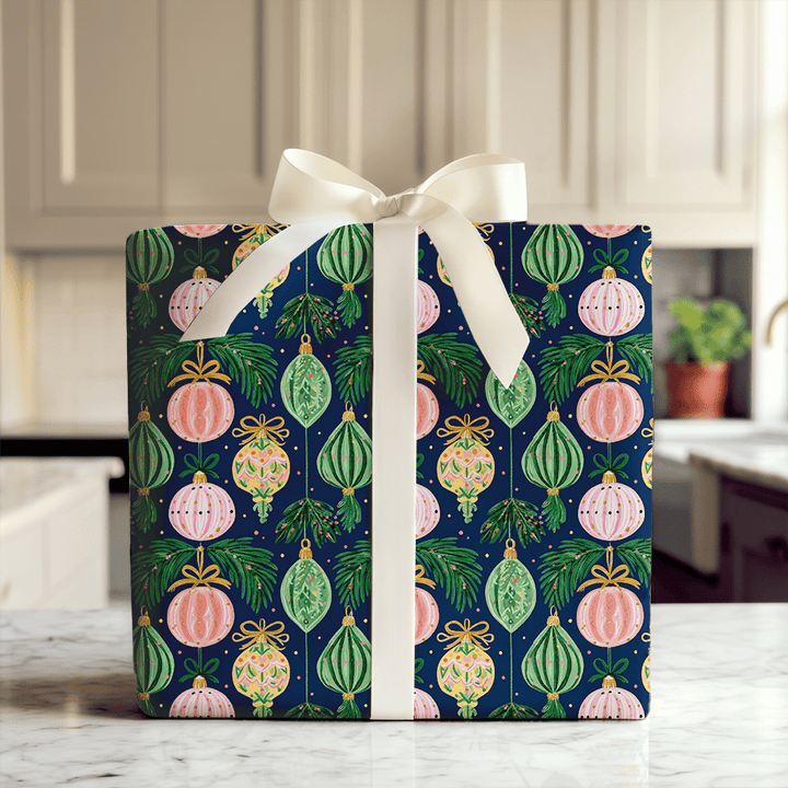 Navy Bauble Baugh - Wrapping Paper - Aspen & Arlo