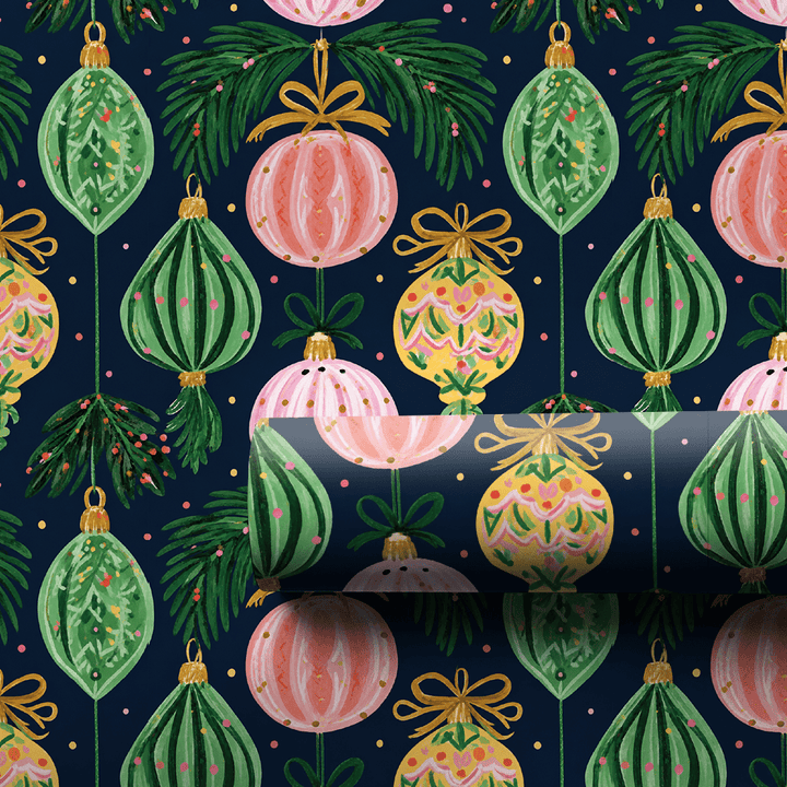 Navy Bauble Baugh - Wrapping Paper - Aspen & Arlo