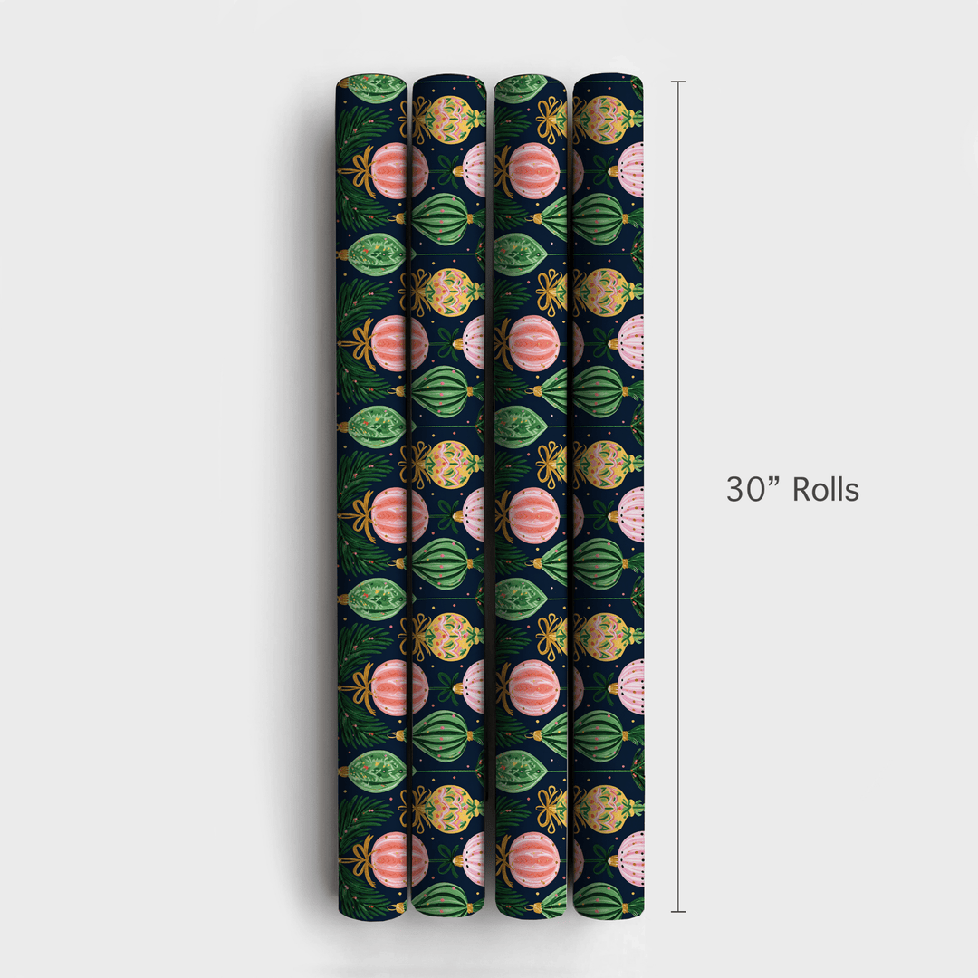 Navy Bauble Baugh - Wrapping Paper - Aspen & Arlo