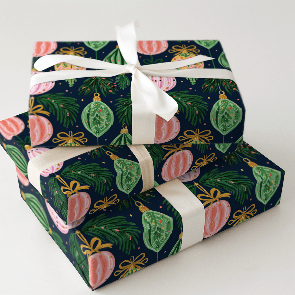 Navy Bauble Baugh - Wrapping Paper - Aspen & Arlo