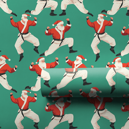 Black Belt Santa - Wrapping Paper - Aspen & Arlo