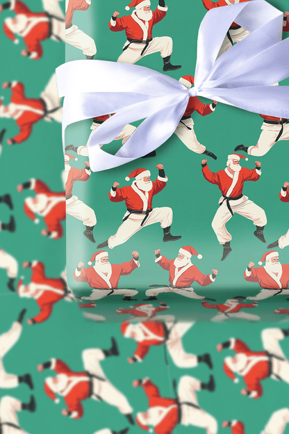Black Belt Santa - Wrapping Paper - Aspen & Arlo