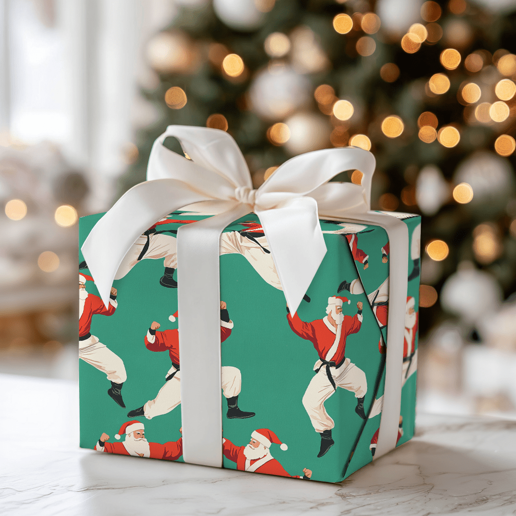 Black Belt Santa - Wrapping Paper - Aspen & Arlo