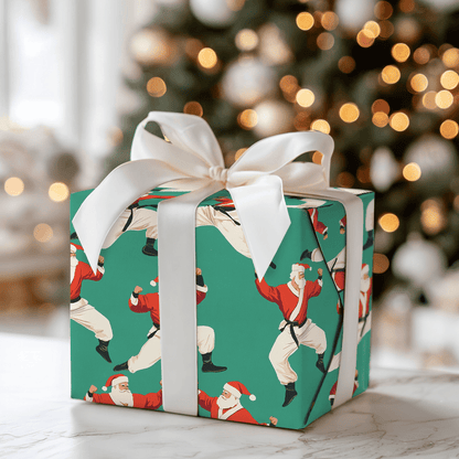 Black Belt Santa - Wrapping Paper - Aspen & Arlo