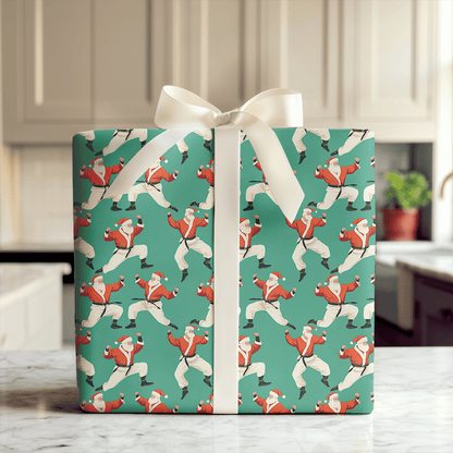 Black Belt Santa - Wrapping Paper - Aspen & Arlo