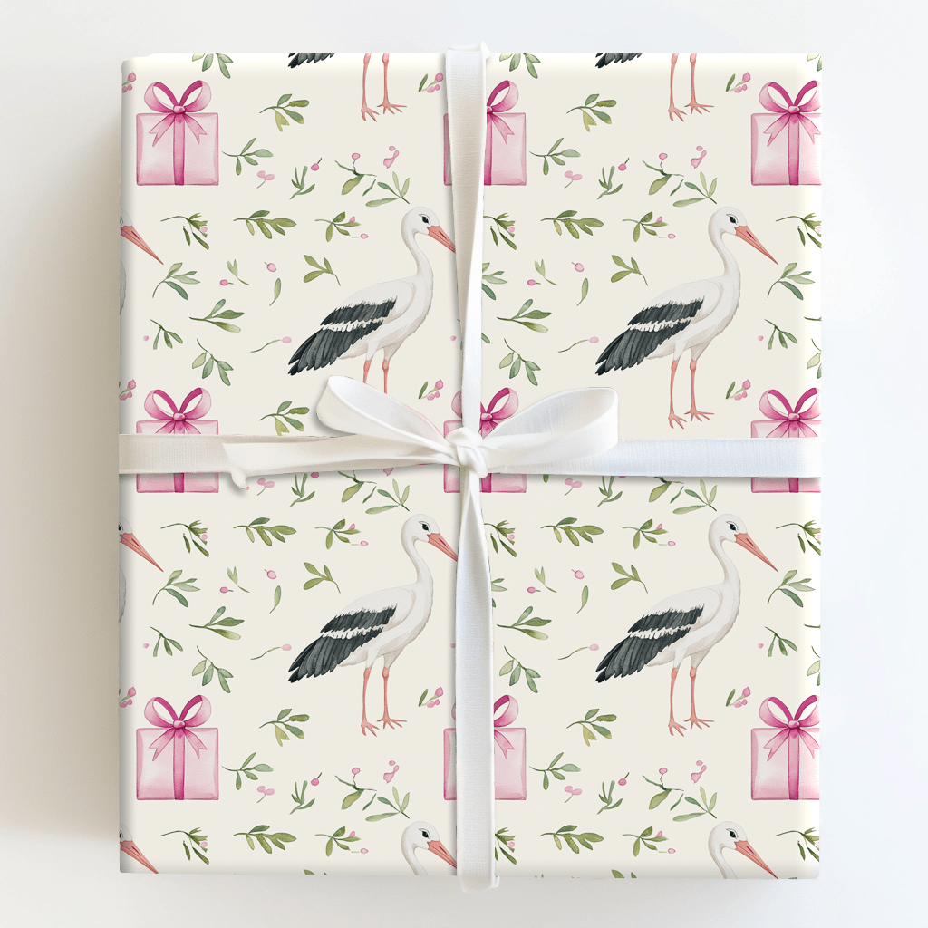 Pink Ribbon Arrival - Wrapping Paper - Aspen & Arlo