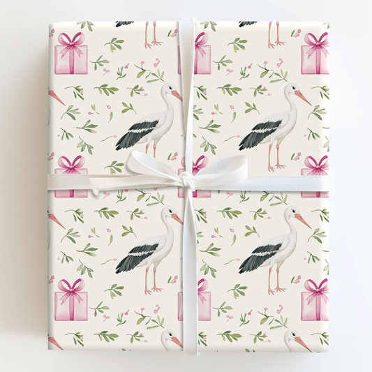 Pink Ribbon Arrival - Wrapping Paper - Aspen & Arlo