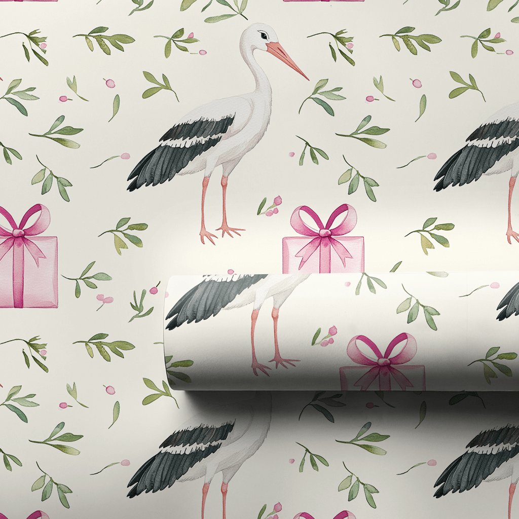 Pink Ribbon Arrival - Wrapping Paper - Aspen & Arlo