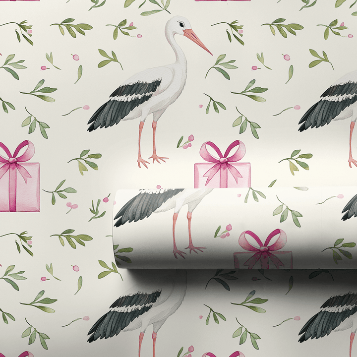 Pink Ribbon Arrival - Wrapping Paper - Aspen & Arlo