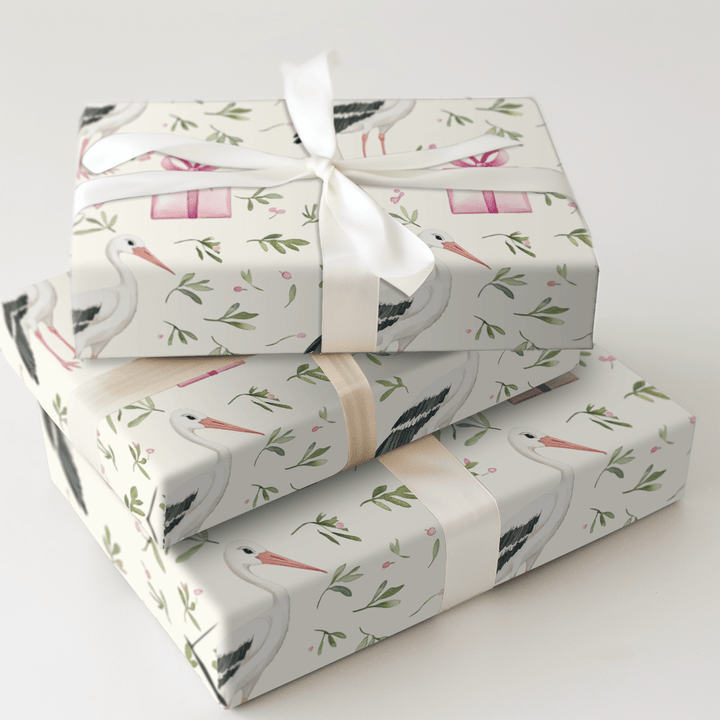 Pink Ribbon Arrival - Wrapping Paper - Aspen & Arlo